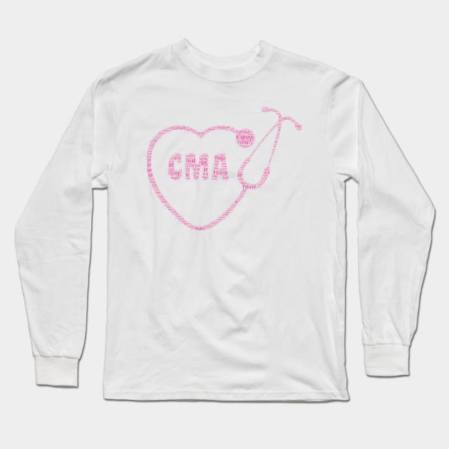 CMA Heart Stethoscope Word Cloud Art Long Sleeve T-Shirt by ckandrus